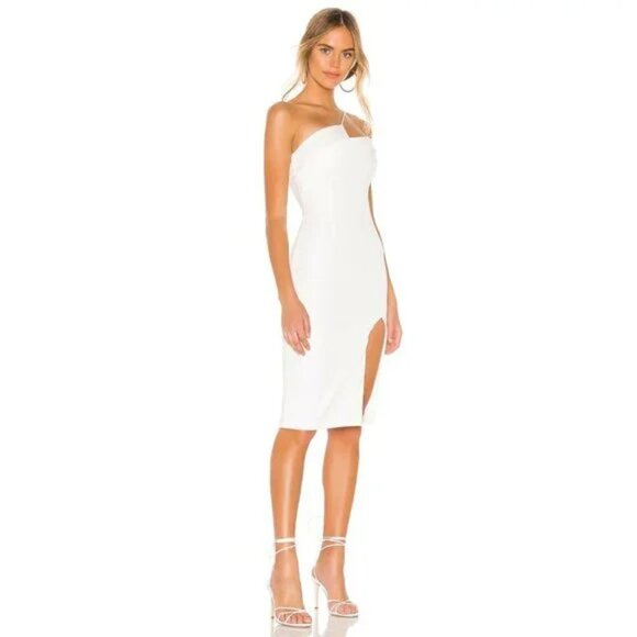 SUPERDOWN Jillian Asymmetric Midi Dress in White - Picture 2 of 7